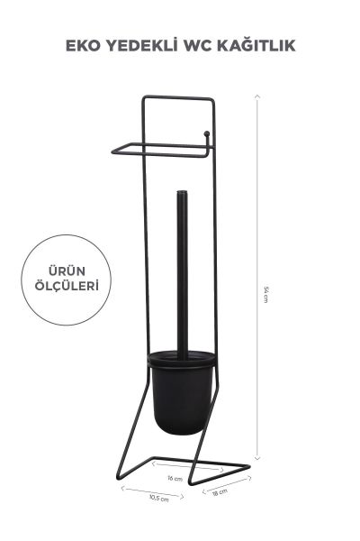 Okyanus Home Siyah Yedekli Wc Kağıtlık ve Wc Fırçalık AS-849