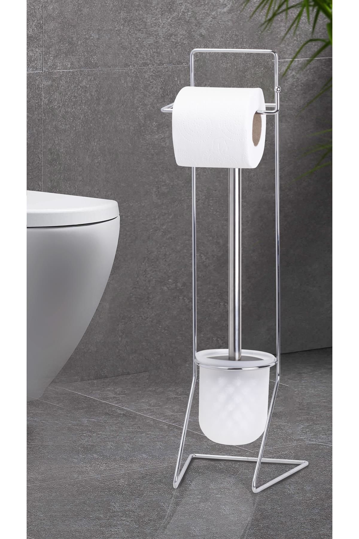 Okyanus Home Krom Yedekli Wc Kağıtlık ve Wc Fırçalık AKB-849