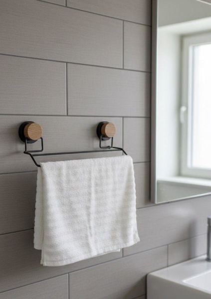 Okyanus Home Ahşap Desenli Magic Fix Sihirli Yapışkan Siyah Uzun Havluluk MGS-706W