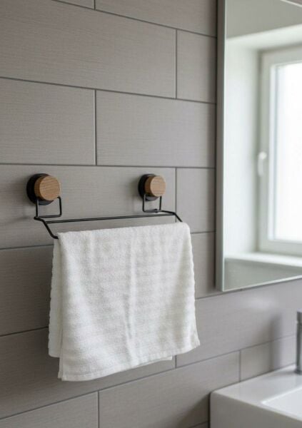 Okyanus Home Ahşap Desenli Magic Fix Sihirli Yapışkan Siyah Uzun Havluluk MGS-706W