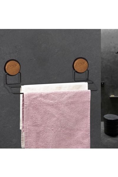 Okyanus Home Ahşap Desenli Magic Fix Sihirli Yapışkan Siyah Uzun Havluluk MGS-706W