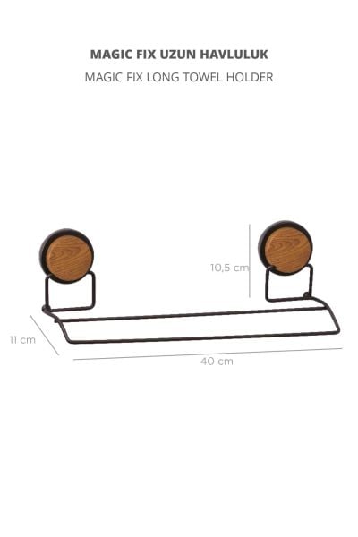 Okyanus Home Ahşap Desenli Magic Fix Sihirli Yapışkan Siyah Uzun Havluluk MGS-706W