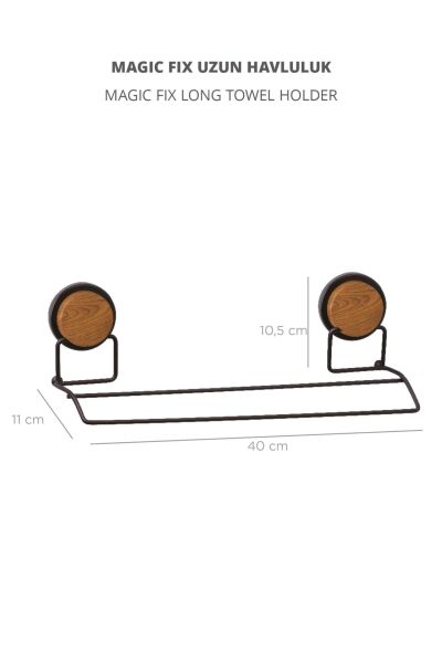 Okyanus Home Ahşap Desenli Magic Fix Sihirli Yapışkan Siyah Uzun Havluluk MGS-706W