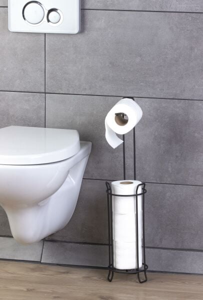 Okyanus Home Siyah Yuvarlak Yedekli Wc Kağıtlık