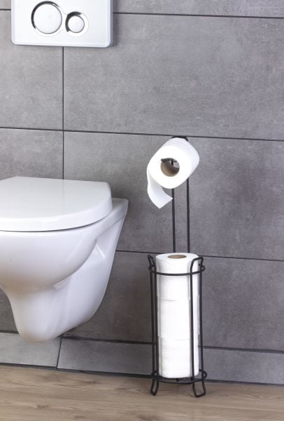 Okyanus Home Siyah Yuvarlak Yedekli Wc Kağıtlık