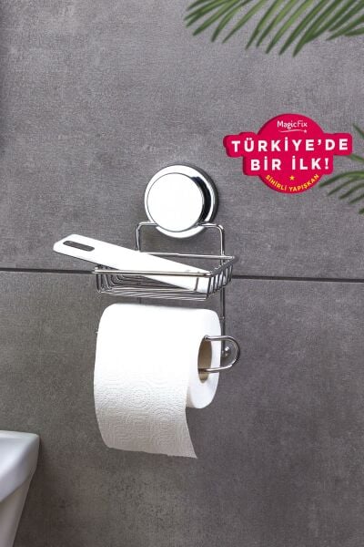 Okyanus Home Magic Fix Sihirli Yapışkan Krom Yedekli WC Kağıtlık