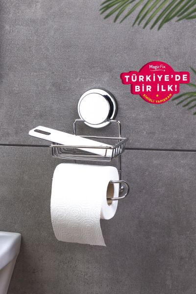 Okyanus Home Magic Fix Sihirli Yapışkan Krom Yedekli WC Kağıtlık