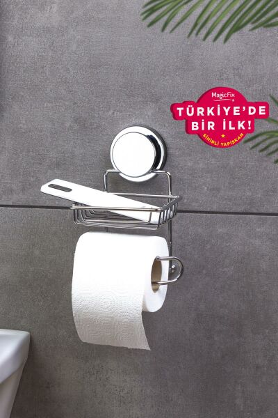 Okyanus Home Magic Fix Sihirli Yapışkan Krom Yedekli WC Kağıtlık