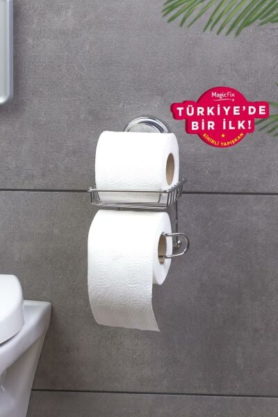 Okyanus Home Magic Fix Sihirli Yapışkan Krom Yedekli WC Kağıtlık