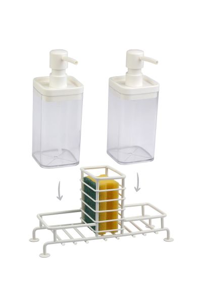 Okyanus Home Beyaz Standlı 2'li Şeffaf Sıvı Sabunluk