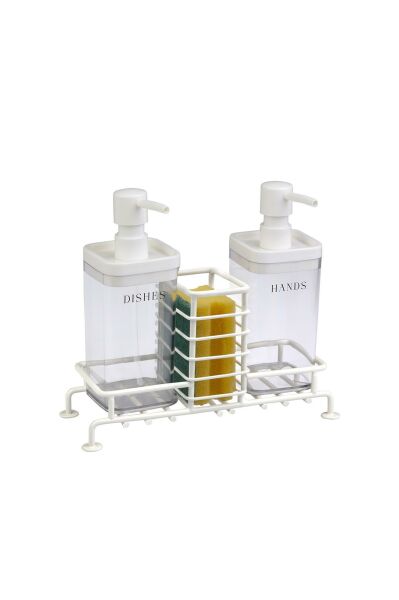 Okyanus Home Beyaz Standlı 2'li Şeffaf Sıvı Sabunluk