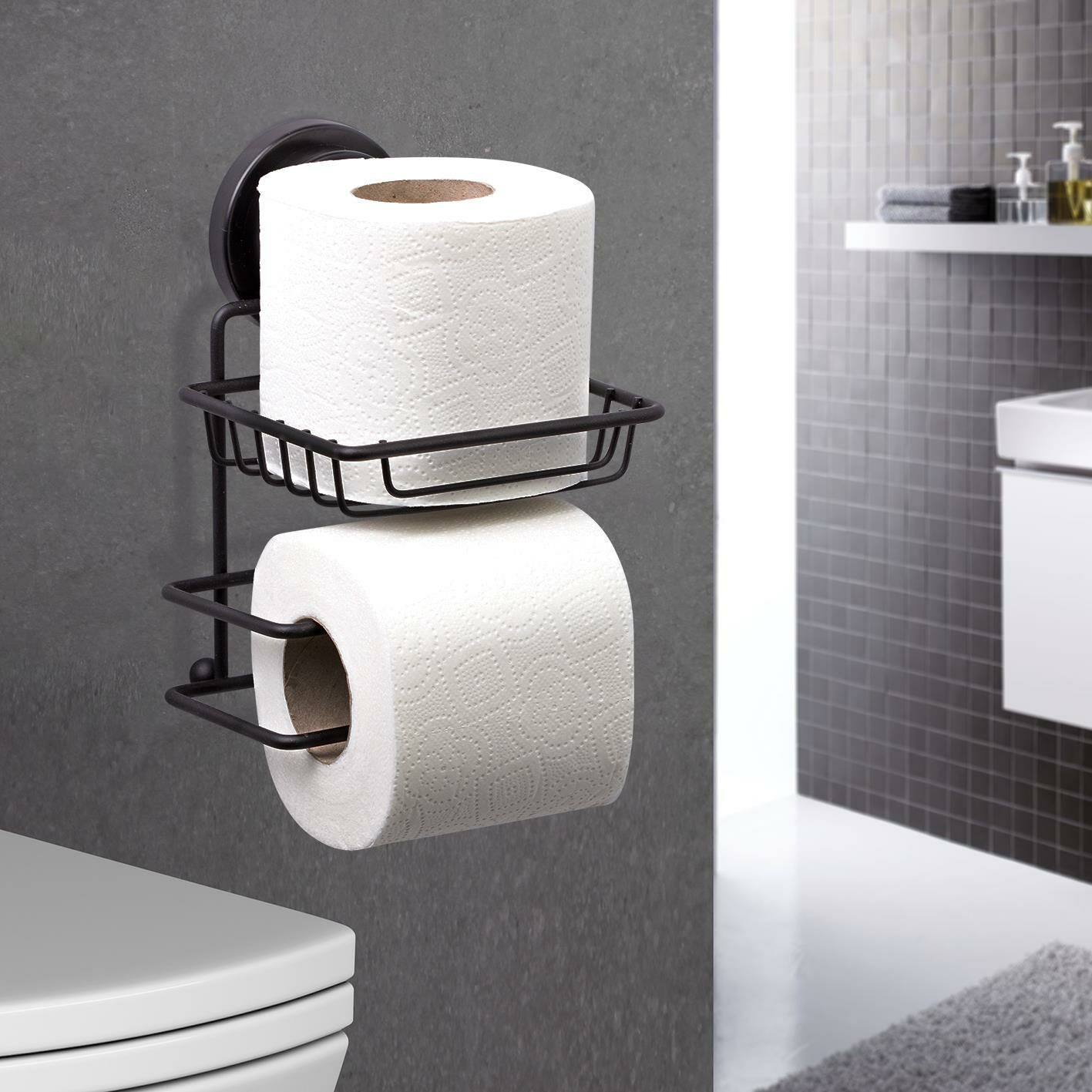 Okyanus Home Magic Fix Sihirli Yapışkan Siyah Yedekli WC Kağıtlık