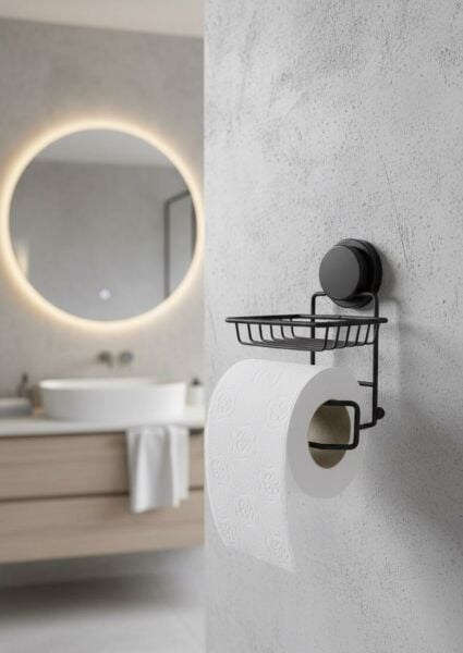 Okyanus Home Magic Fix Sihirli Yapışkan Siyah Yedekli WC Kağıtlık