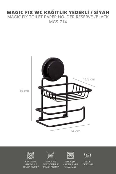 Okyanus Home Magic Fix Sihirli Yapışkan Siyah Yedekli WC Kağıtlık