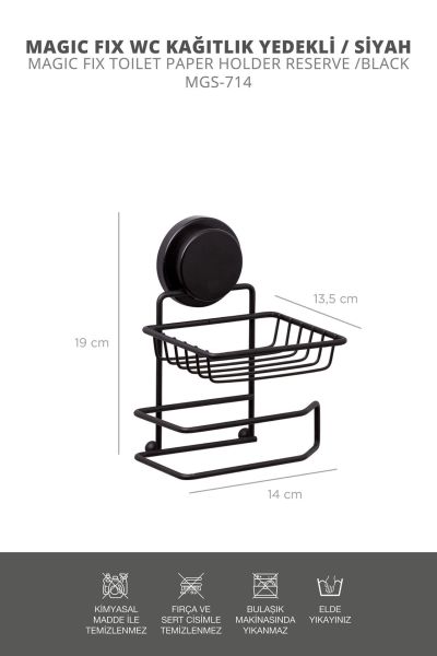 Okyanus Home Magic Fix Sihirli Yapışkan Siyah Yedekli WC Kağıtlık