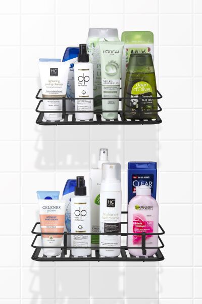 Okyanus Home Siyah Eko Magic Fix Sihirli Yapışkan Twix Banyo Rafı 2 Adet- 13x30cm