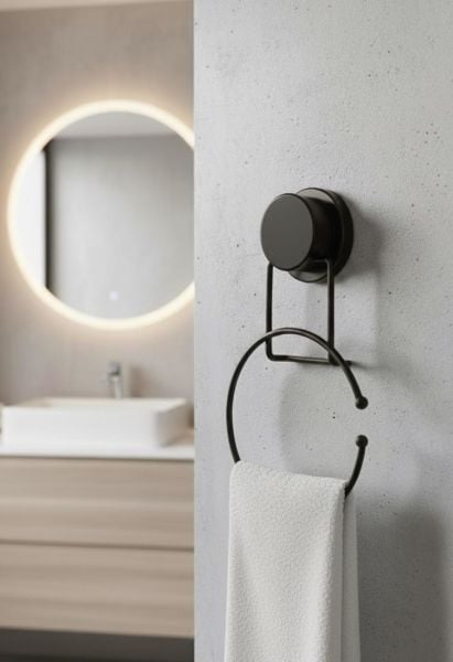 Okyanus Home Magic Fix Sihirli Yapışkan Siyah Yuvarlak Havluluk