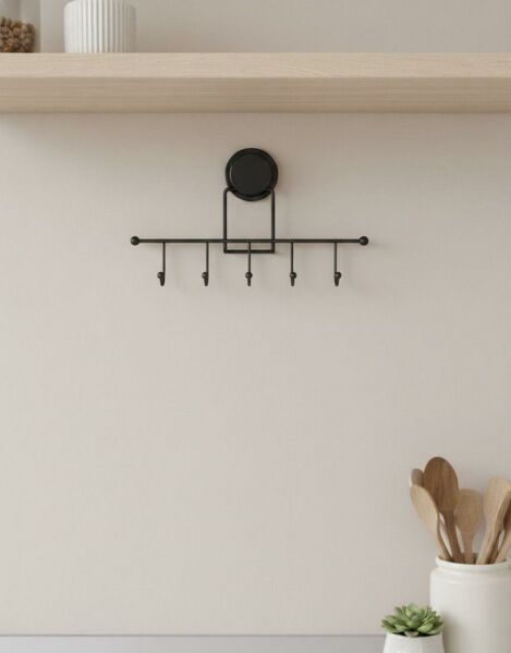 Okyanus Home Magic Fix Sihirli Yapışkan Siyah 5'li Askı