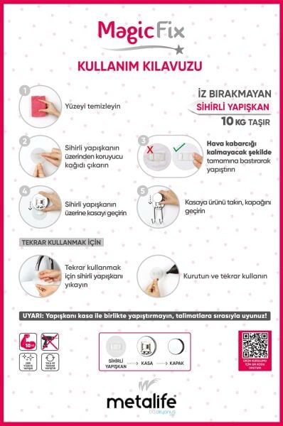 Okyanus Home Magic Fix Sihirli Yapışkan Siyah 5'li Askı