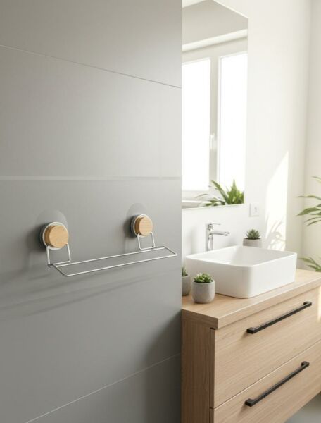 Okyanus Home Ahşap Desenli Magic Fix Sihirli Yapışkan Krom Uzun Havluluk