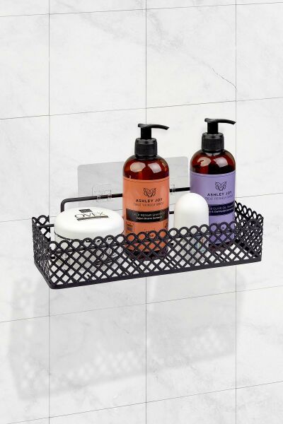 Okyanus Home Eko Magic Fix Siyah Desenli Tek Katlı Mutfak / Banyo Rafı