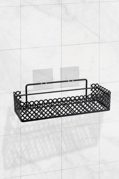 Okyanus Home Eko Magic Fix Siyah Desenli Tek Katlı Mutfak / Banyo Rafı