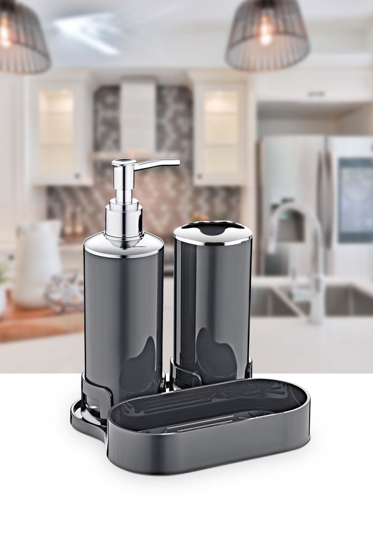 Okyanus Home Antrasit İkiz Lavabo Organizer