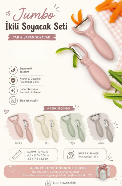 Okyanus Home Jumbo Yan ve Sapan Soyacak İkili Set