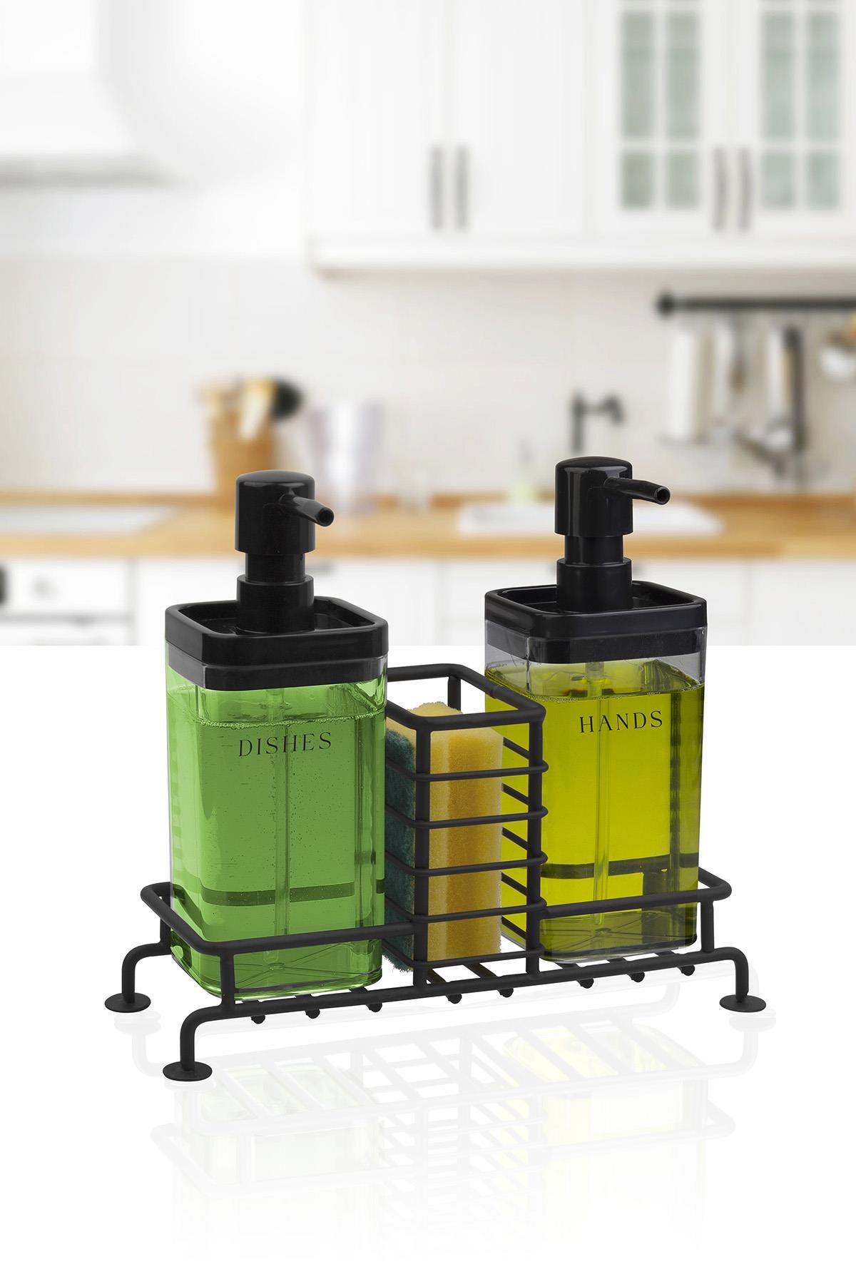 Okyanus Home Siyah Standlı 2'li Füme Rengi Sıvı Sabunluk