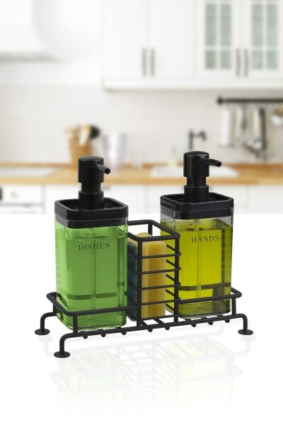 Okyanus Home Siyah Standlı 2'li Füme Rengi Sıvı Sabunluk