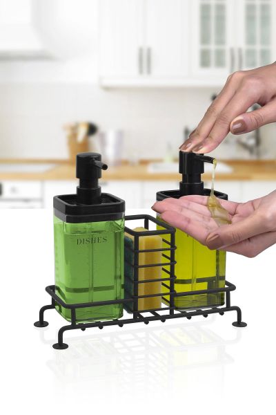 Okyanus Home Siyah Standlı 2'li Füme Rengi Sıvı Sabunluk