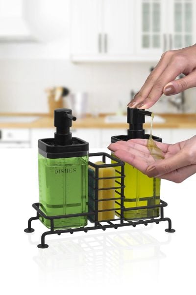 Okyanus Home Siyah Standlı 2'li Füme Rengi Sıvı Sabunluk