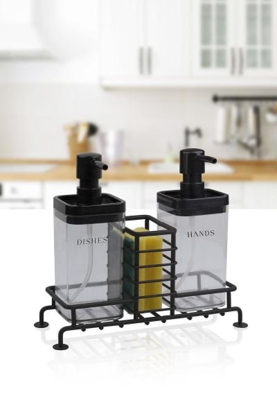 Okyanus Home Siyah Standlı 2'li Füme Rengi Sıvı Sabunluk