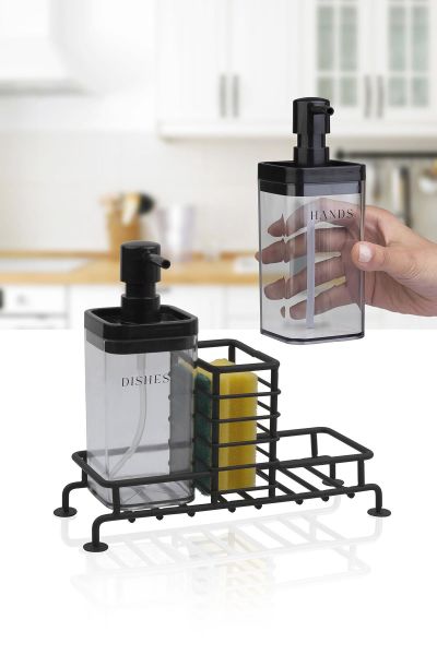 Okyanus Home Siyah Standlı 2'li Füme Rengi Sıvı Sabunluk