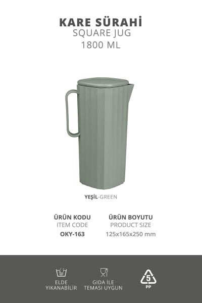 Okyanus Home Coliseum Yeşil Kare Sürahi - 1800 ml