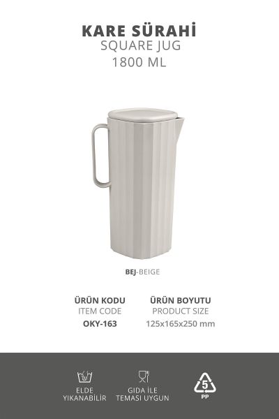 Okyanus Home Coliseum Bej Kare Sürahi - 1800 ml