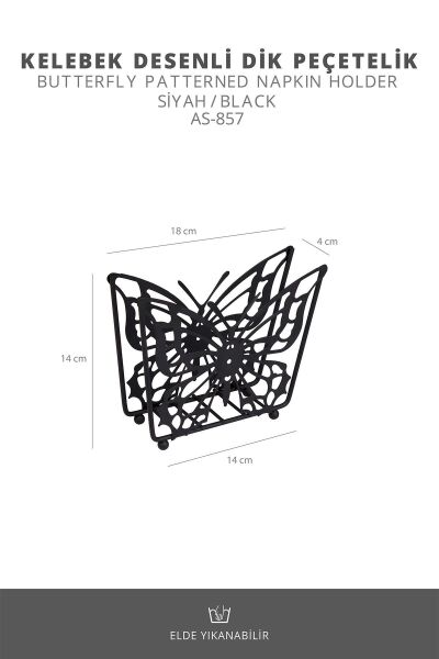 Okyanus Home Siyah Kelebek Desenli Dik Peçetelik