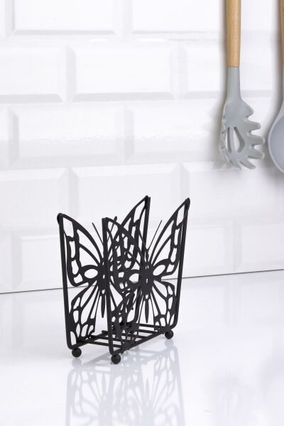 Okyanus Home Siyah Kelebek Desenli Dik Peçetelik
