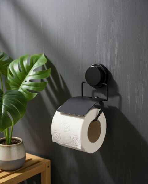 Okyanus Home Magic Fix Sihirli Yapışkan Siyah Kapaklı Tuvalet Kağıtlık