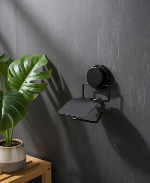 Okyanus Home Magic Fix Sihirli Yapışkan Siyah Kapaklı Tuvalet Kağıtlık