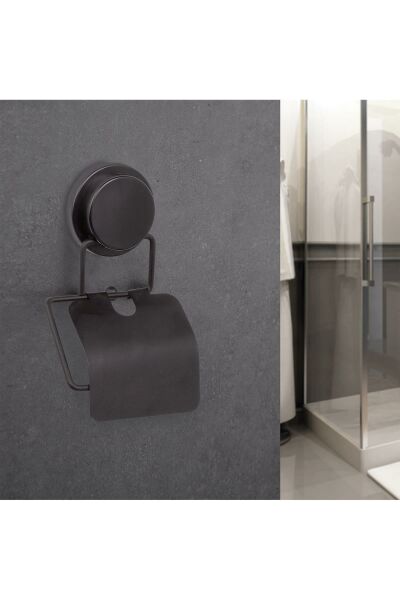 Okyanus Home Magic Fix Sihirli Yapışkan Siyah Kapaklı Tuvalet Kağıtlık