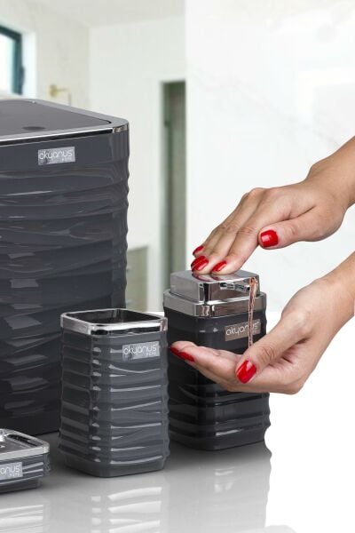 Okyanus Home Luna Antrasit Kromlu Kare 5'li Banyo Seti