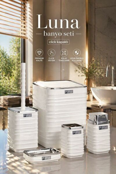 lunaさんスクイーズ新品セット Okyanus Home Luna Beyaz Kromlu Kare 5'li Banyo Seti