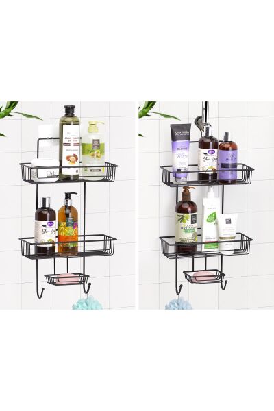 Okyanus Home Siyah Multifonksiyonel Duş Rafı