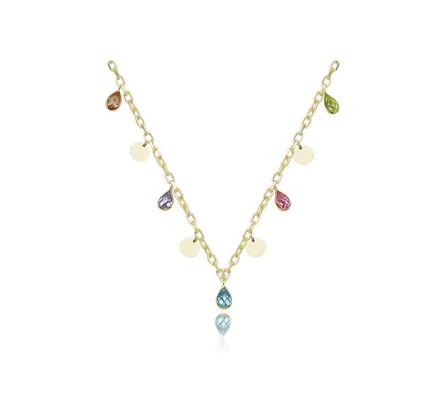 Renkli Taşlı Altın Kolye