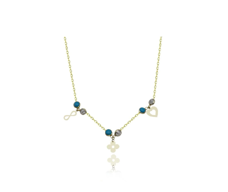 ﻿Furize Taşlı Figürlü Altın Kolye