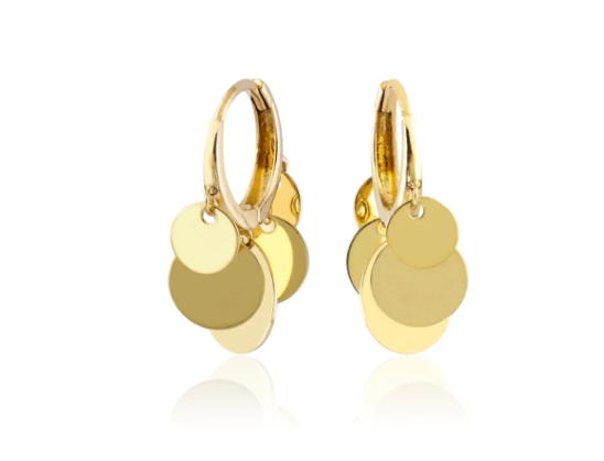 Plaka Sallantılı Altın Küpe