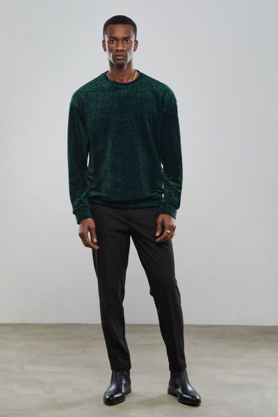 Green Leo Velvet Sweatshirt