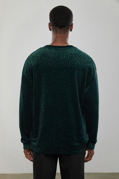 Green Leo Velvet Sweatshirt