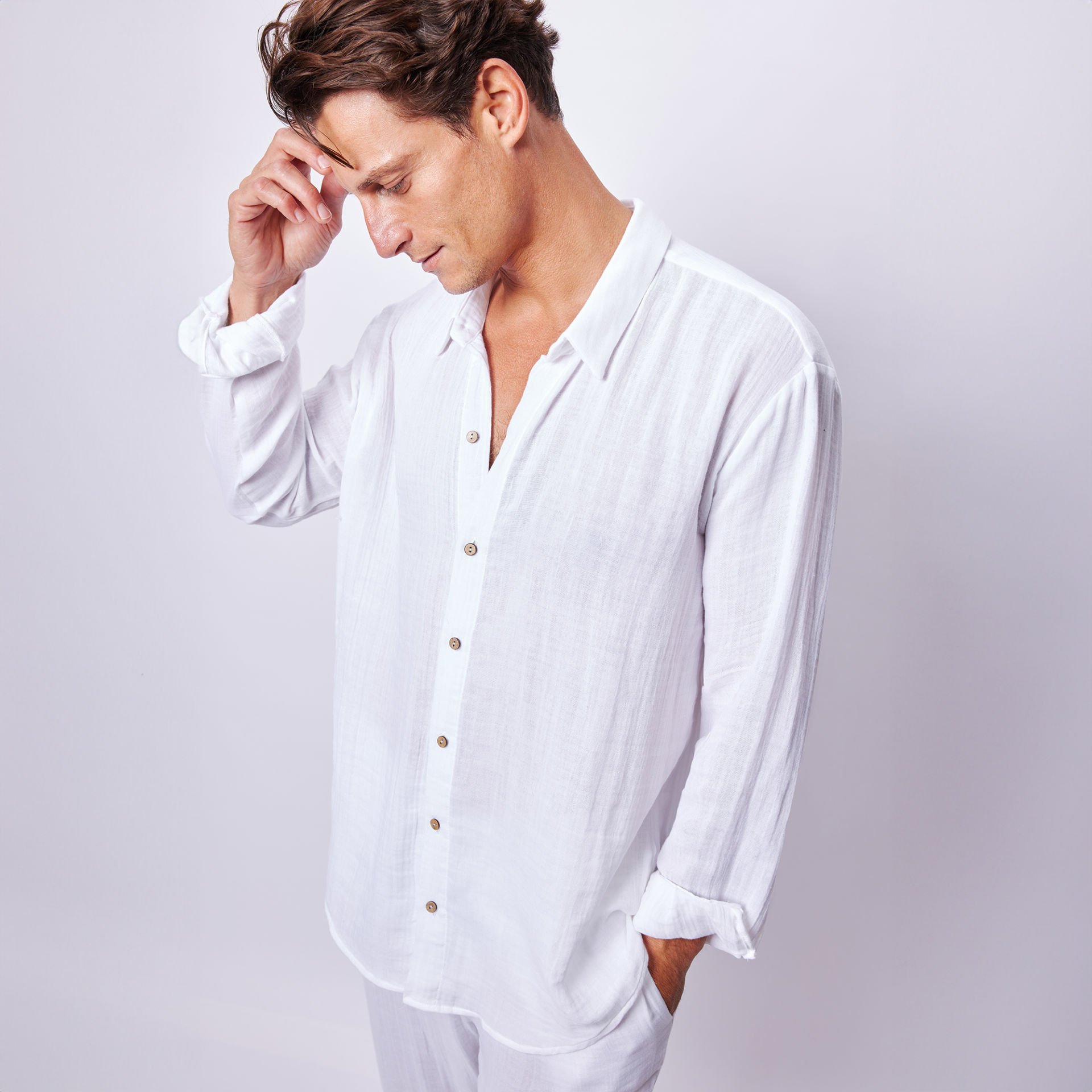 Beyaz Bambu Comfort Gömlek